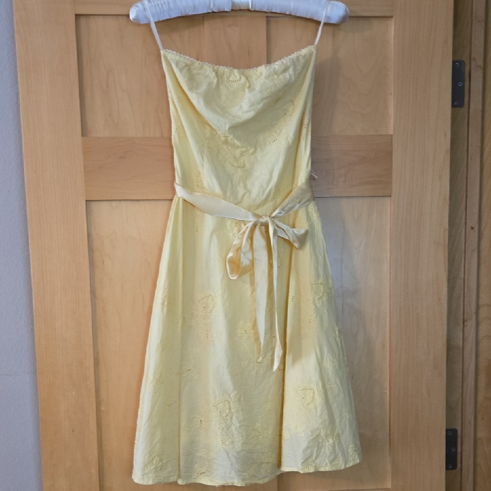 Ruby Rox Light Yellow Embrodered Strapless Dress